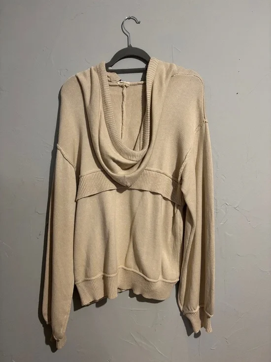 POL Cream Knit Half-Zip Hoodie with Braided Drawstrings - Picture 2 of 2